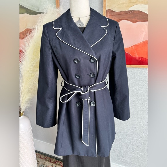 Ann Taylor Navy Trench Coat - Picture 1 of 10